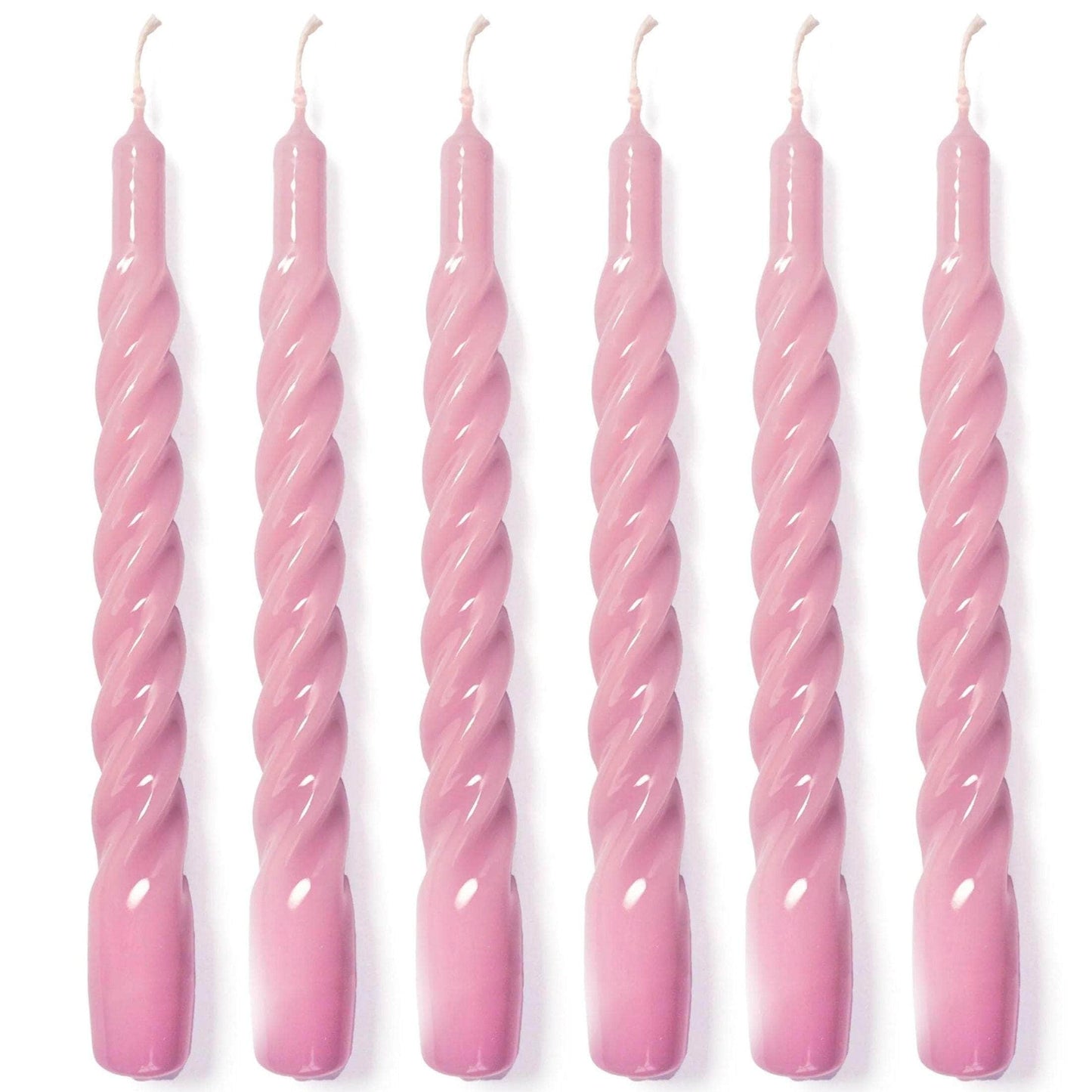 Pink Twisted Gloss Candles - Set of 6