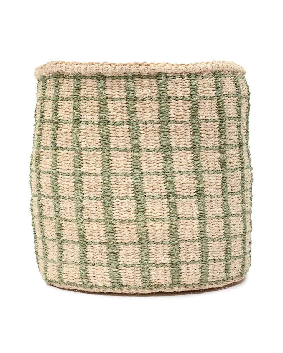 KAGUA: Green Check Woven Storage Basket