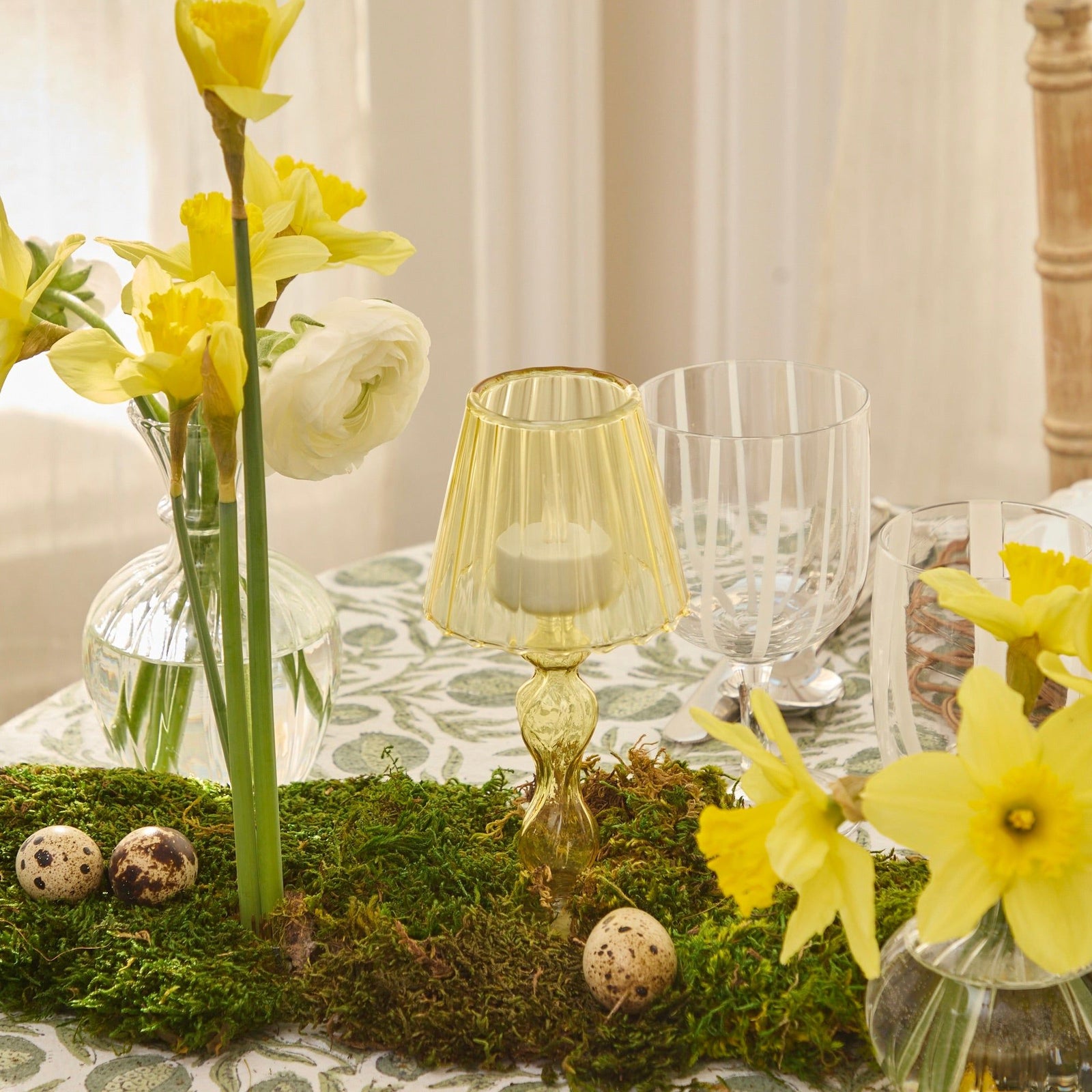 Pale Yellow Tea Light Lamp (set of 2)