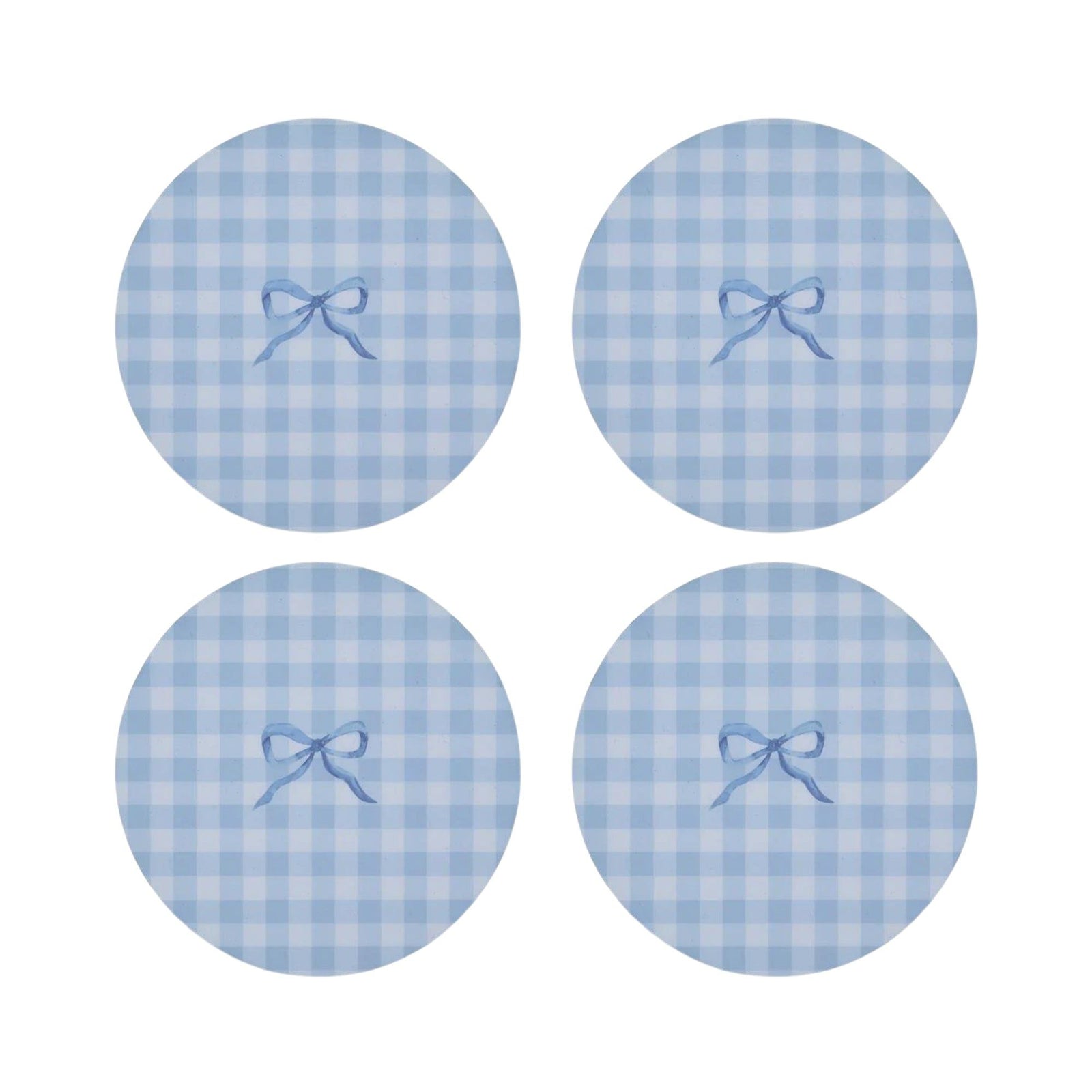 Blue Gingham Coasters- Set of 4
