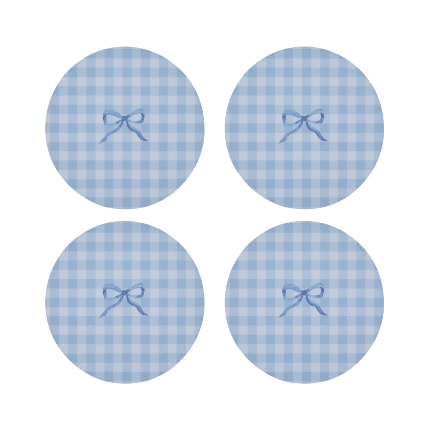 Blue Gingham Coasters- Set of 4