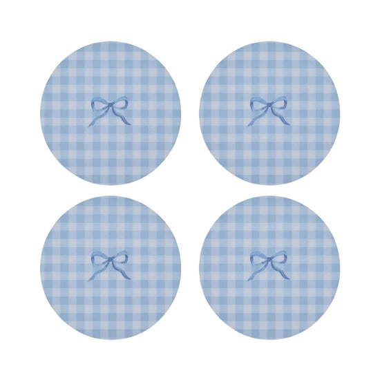 Blue Gingham Coasters- Set of 4