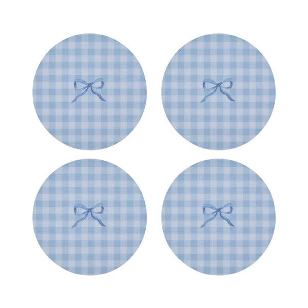 Blue Gingham Coasters- Set of 4