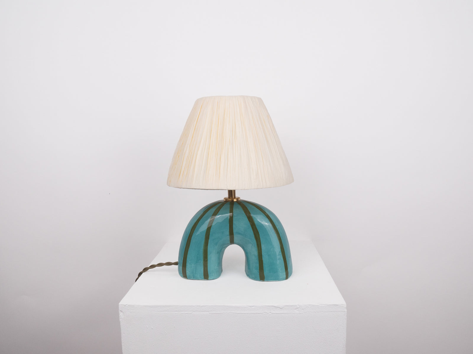 'Me' Table Lamp - Green Stripes