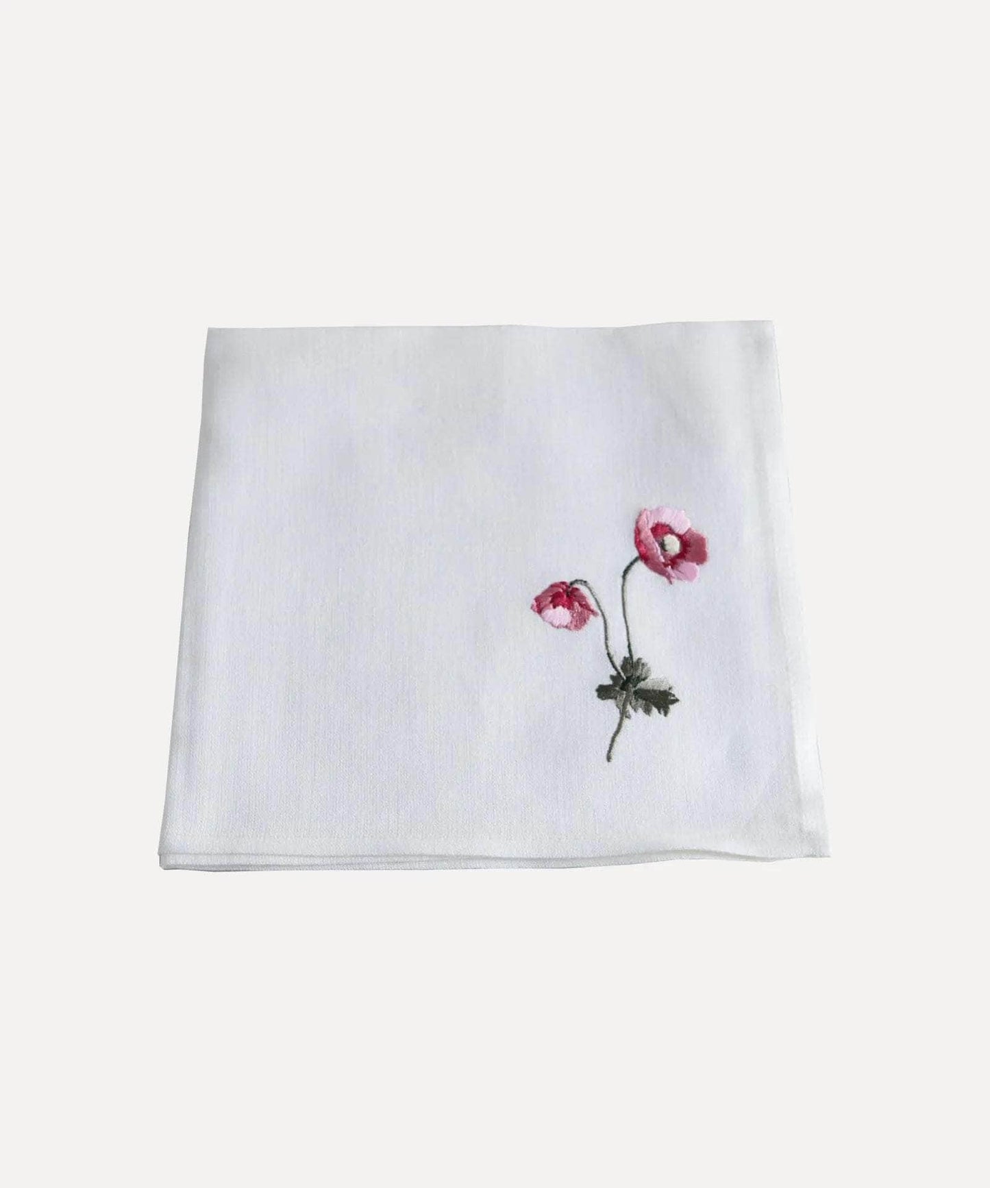 Flora Stripe Embroidered Linen Napkin