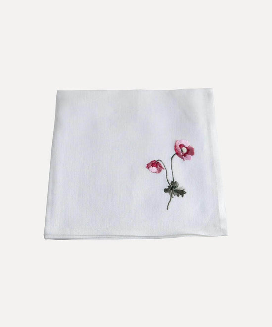 Flora Stripe Embroidered Linen Napkin