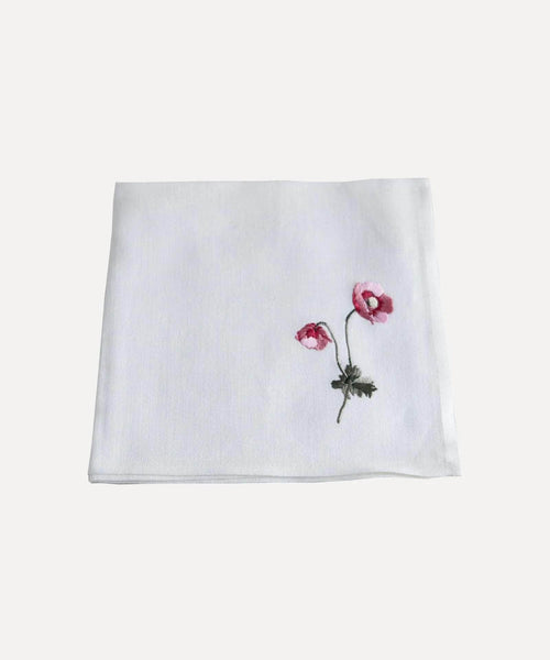 Flora Stripe Embroidered Linen Napkin