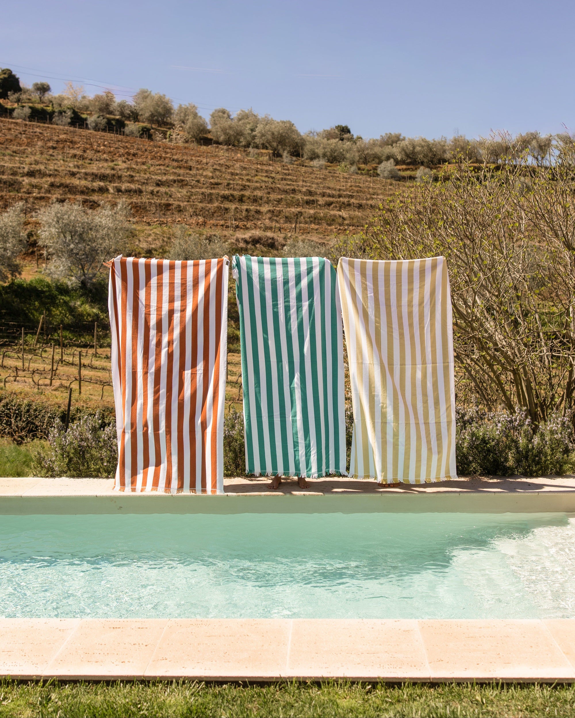 Green Striped Beach Towel