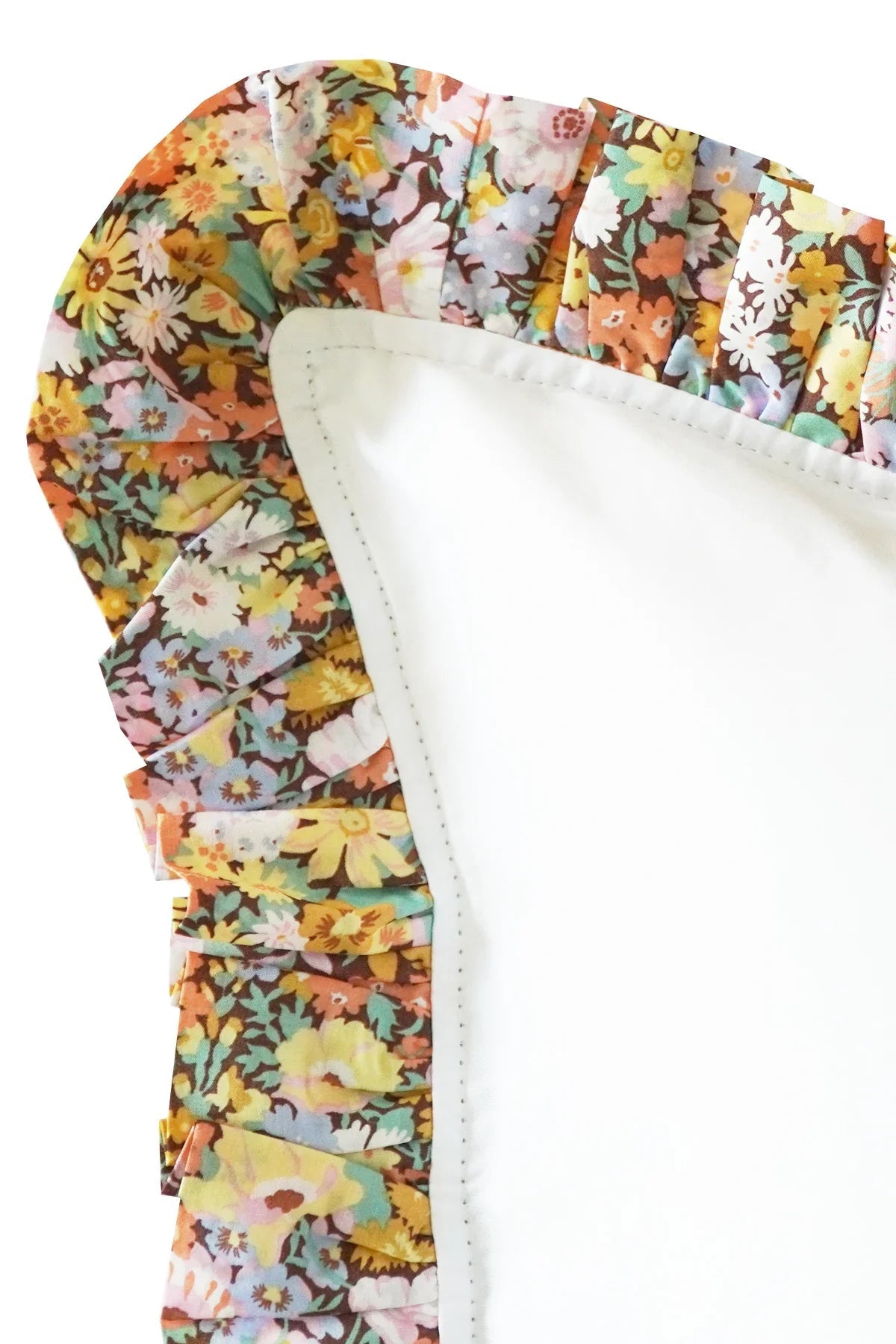 Frill-Edge White Duvet Set made with Liberty Fabric THORPE YELLOW