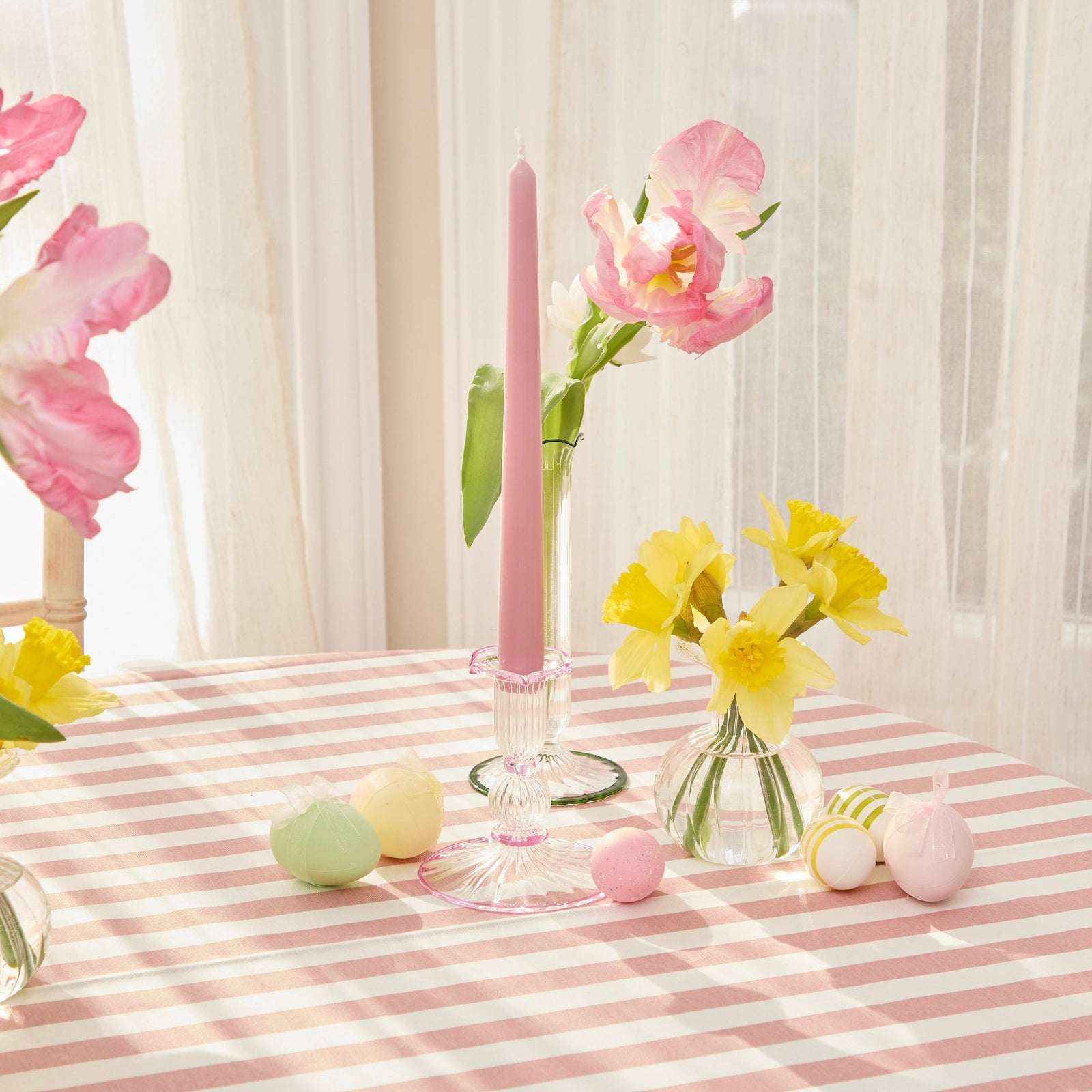 Pink Rimmed Savannah candleholders (Set of 2)