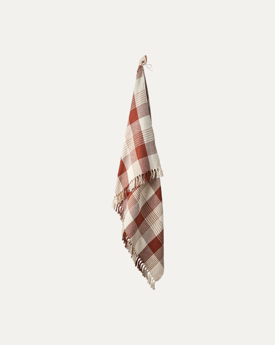 Scottish Throw, Terracotta, Beige and Off-White