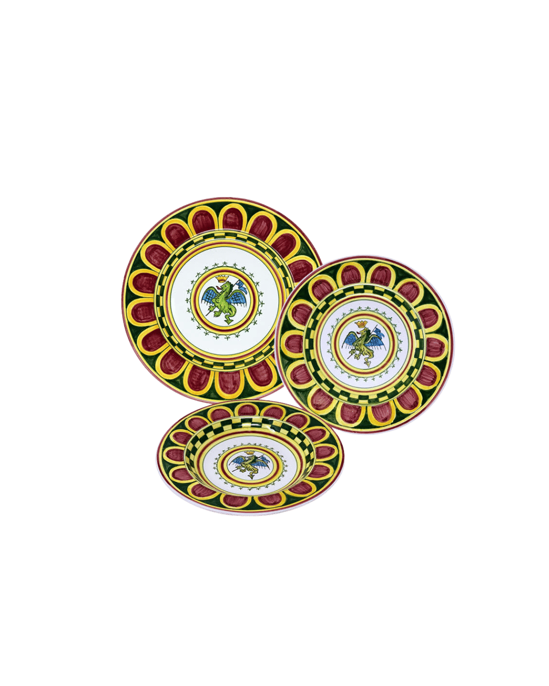 Drago Green With Red Pattern Imperial Plate Set