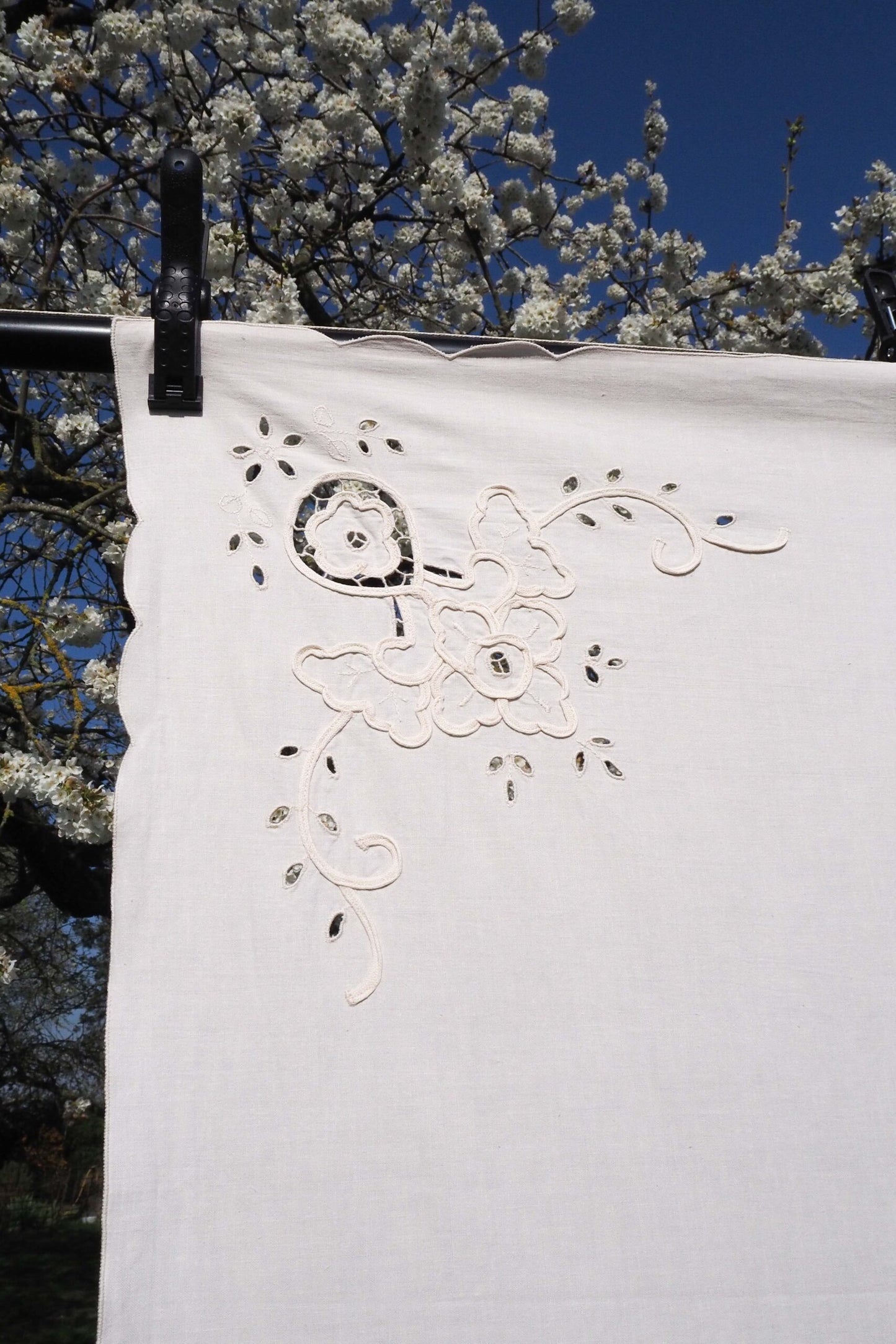Antique Broderie Anglaise Tablecloth