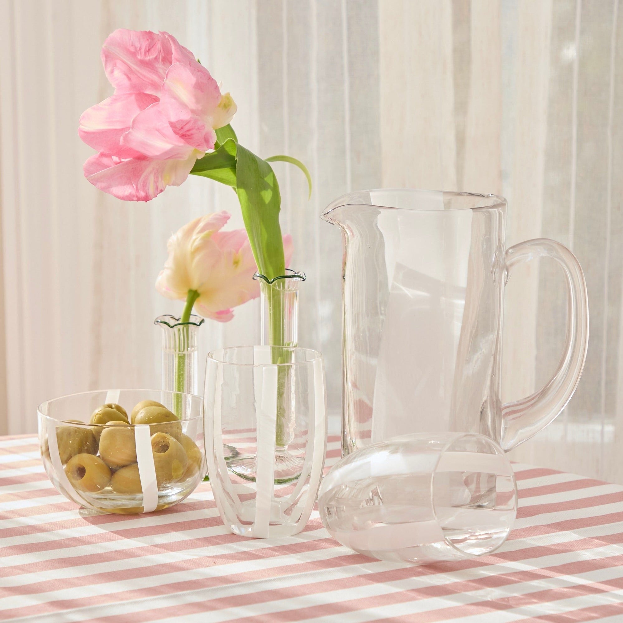 White Striped Tumblers (Set of 6)