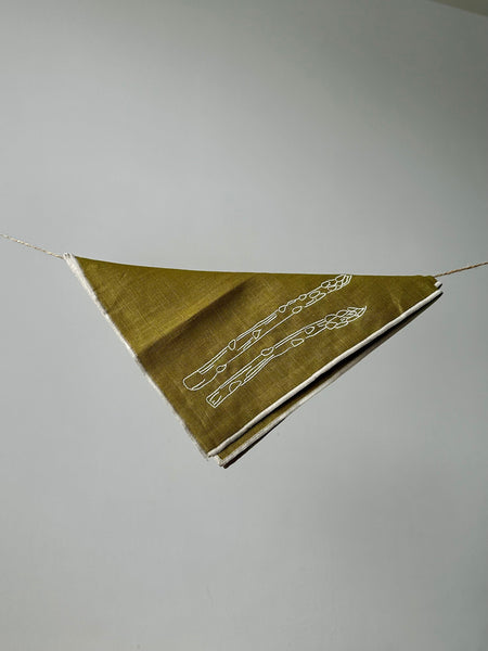 Linen Embroidered Napkins | 'Asparagus'