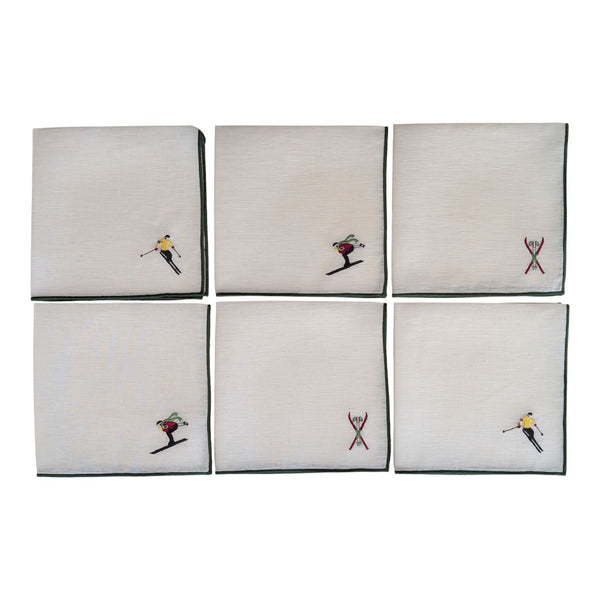 SKI - Skiiing Embroidery Table Napkin (set of 6)