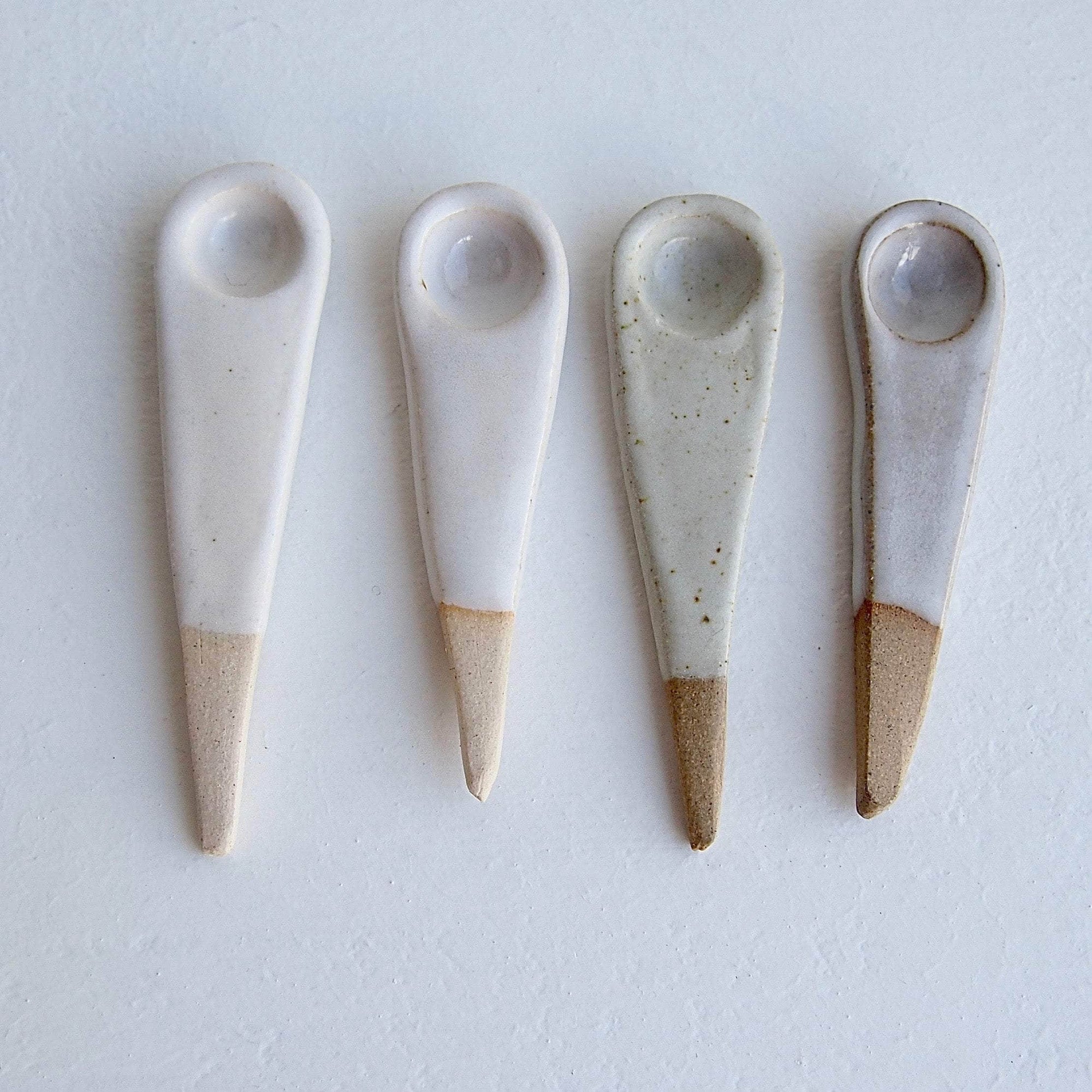 Handmade Mini White Ceramic Salt or Spice Spoon
