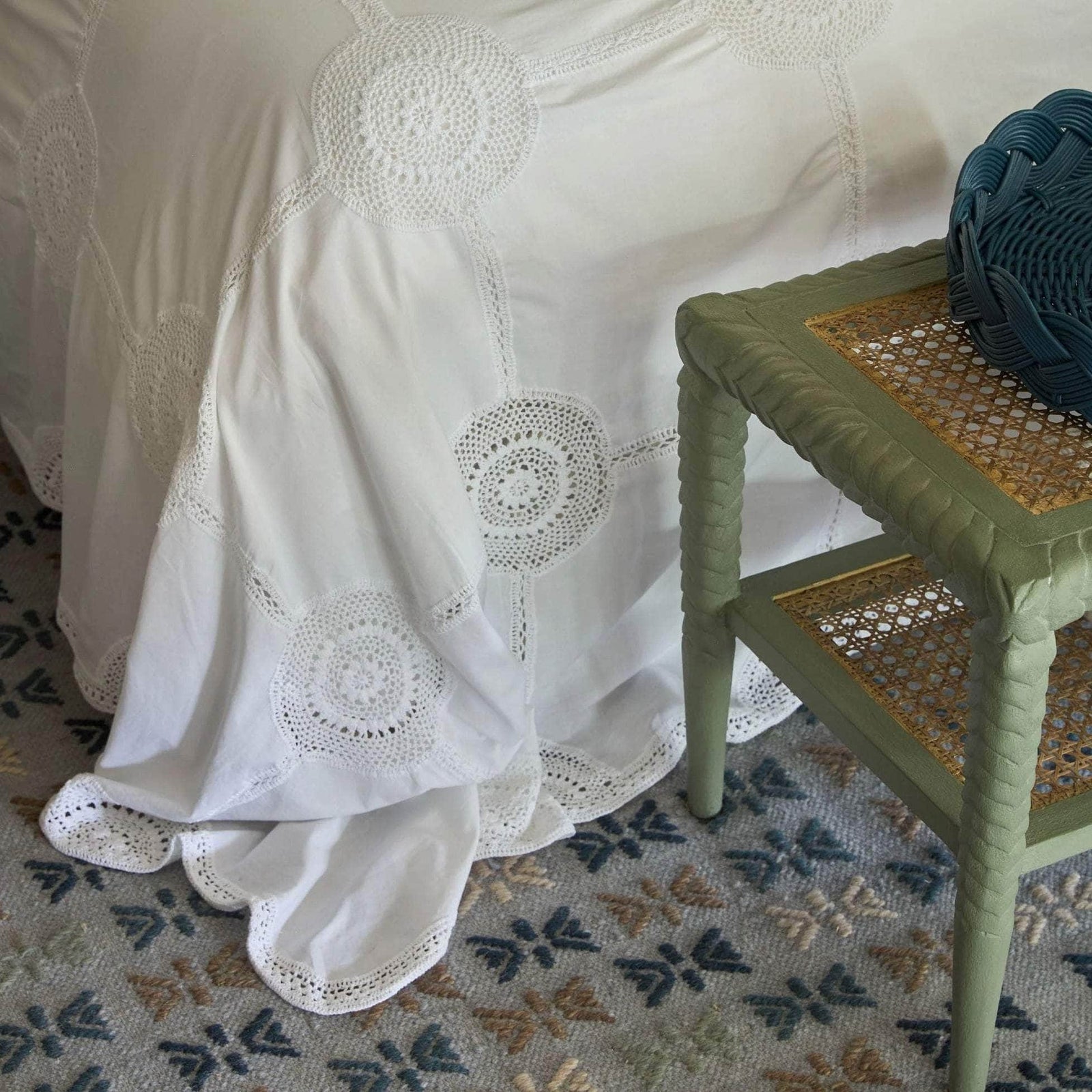 Pavilion Wooden Ottoman - Green