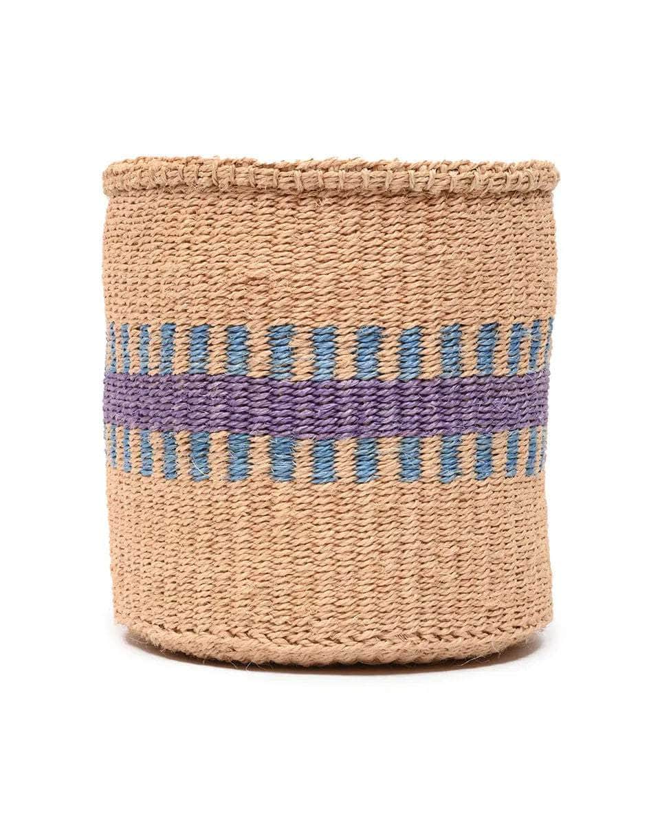 HUDUMA: Purple & Blue Stripe Woven Storage Basket