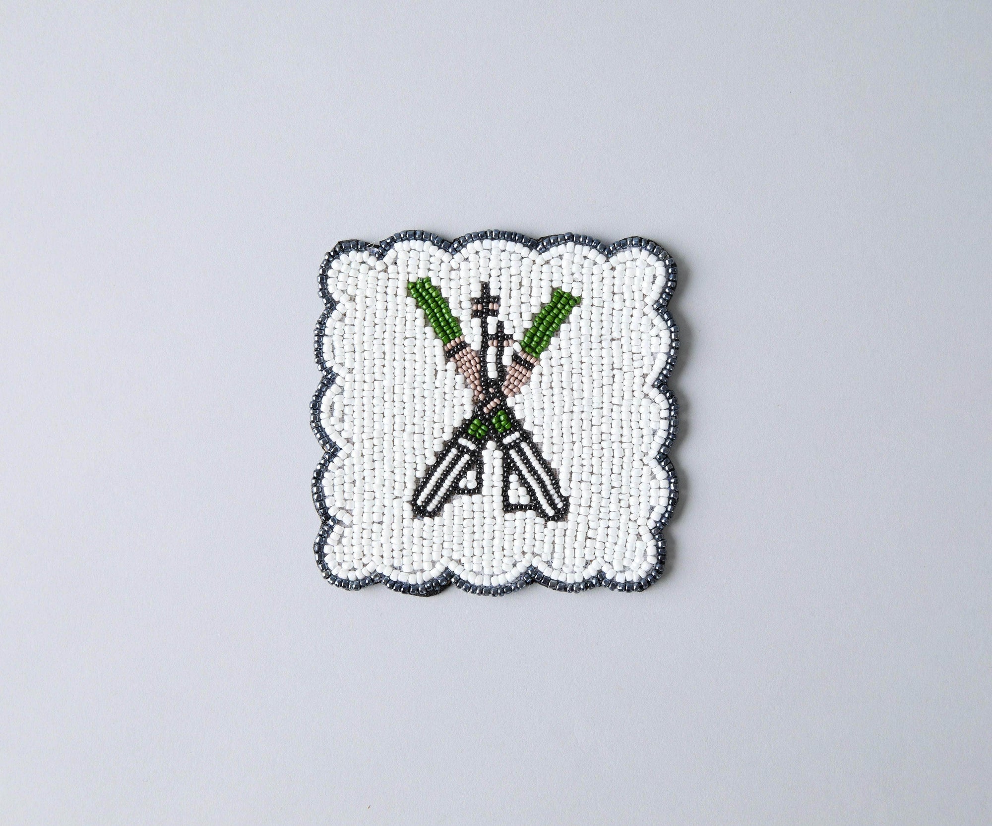 Handmade Beaded Ski Coaster with Pearls