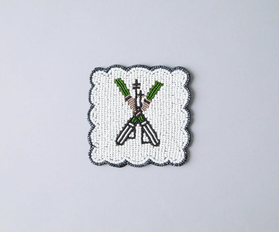 Handmade Beaded Ski Coaster with Pearls