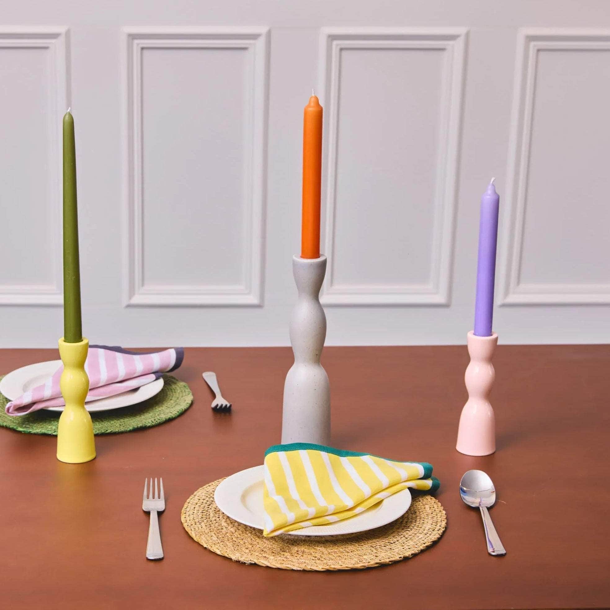 Block Stripe Napkins - Lemon / White