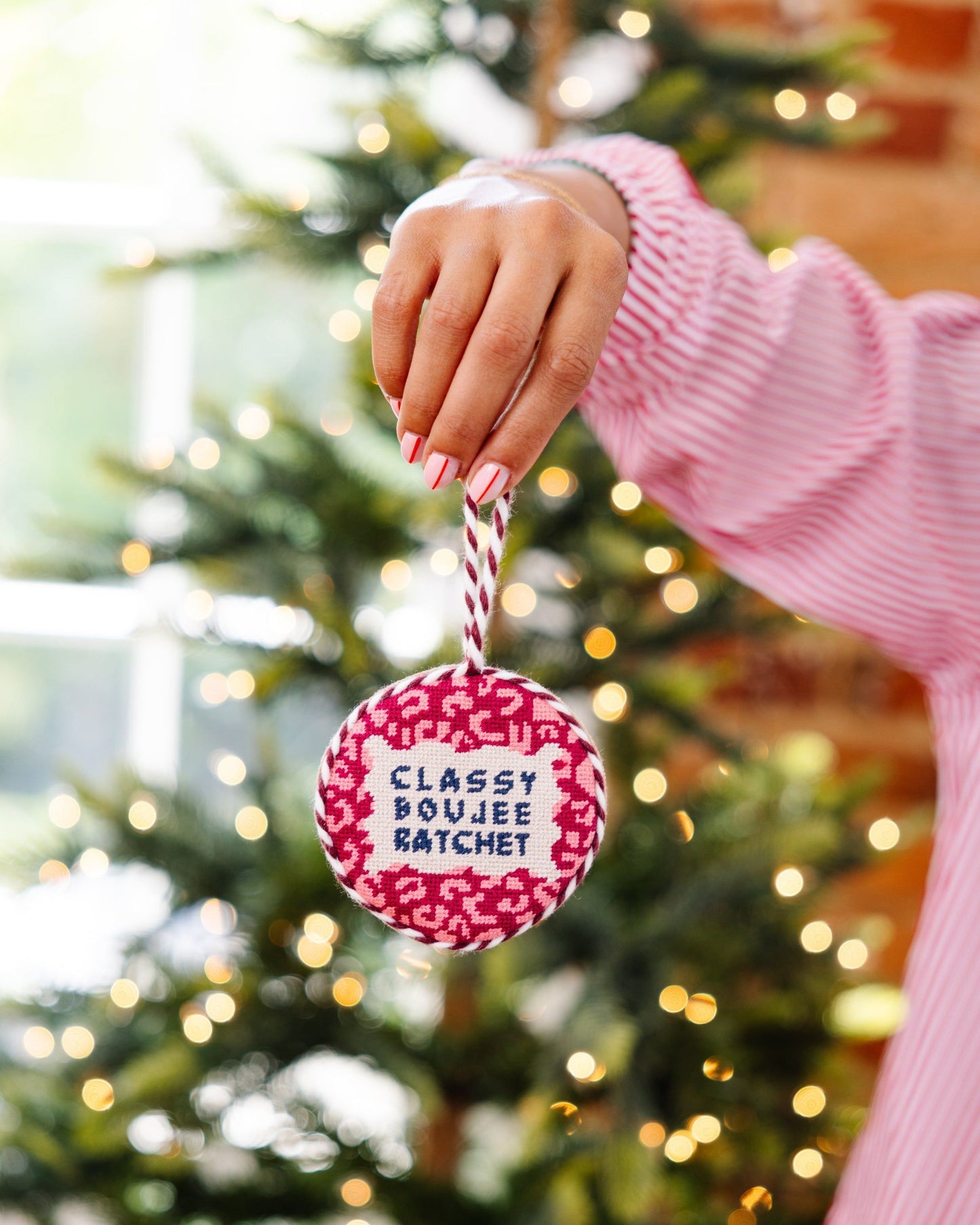 Needlepoint Ornament - Classy, Boujee, Ratchet