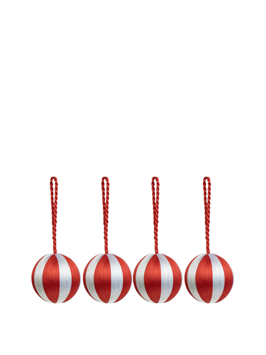 Stripe Bauble S Set/4 - Red / White