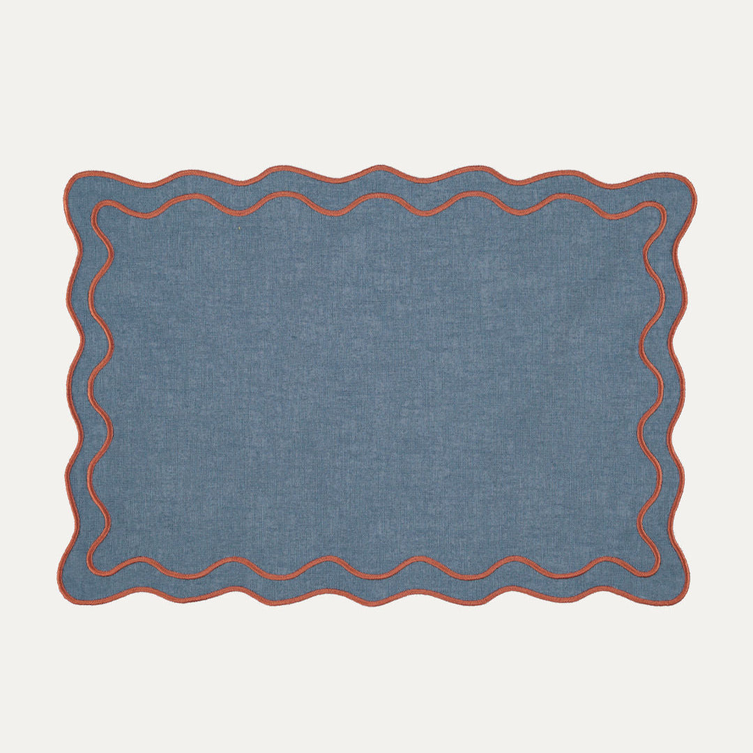 Beja Placemat, Blue with Terracotta