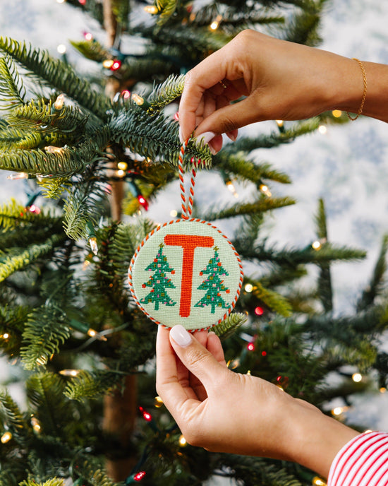 Needlepoint Monogram Ornament - T