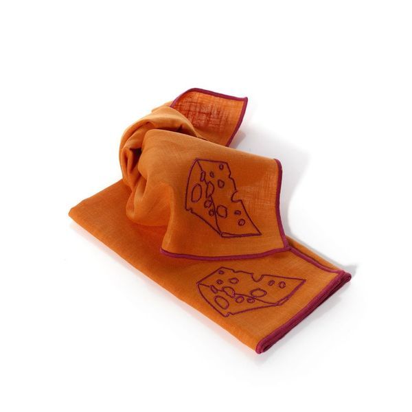 Linen Embroidered Napkins | 'Cheese'