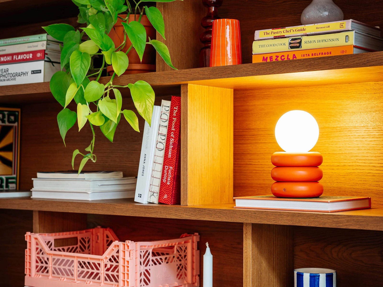 Peel orange cordless table lamp