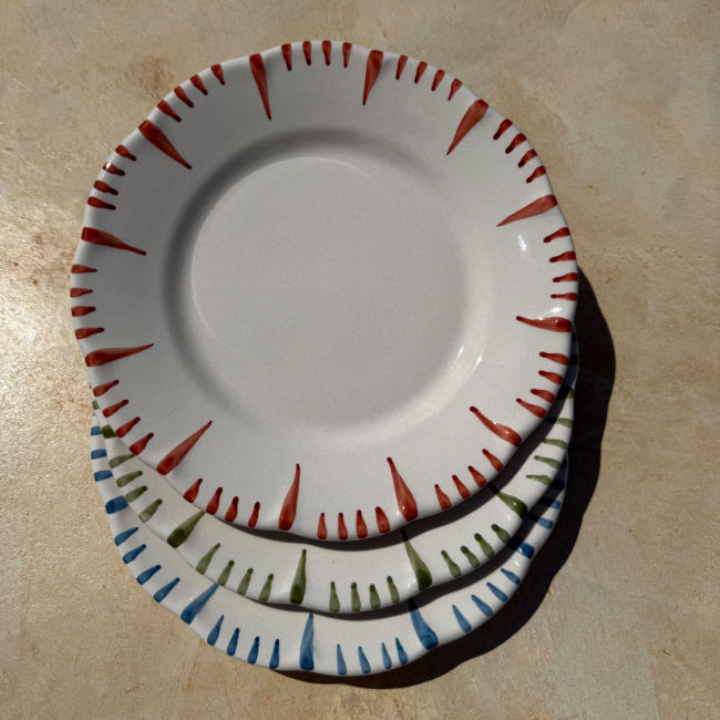 King of Sicily Plate, Green Rim - 25cm
