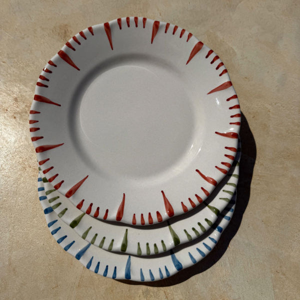 King of Sicily Plate, Green Rim - 25cm