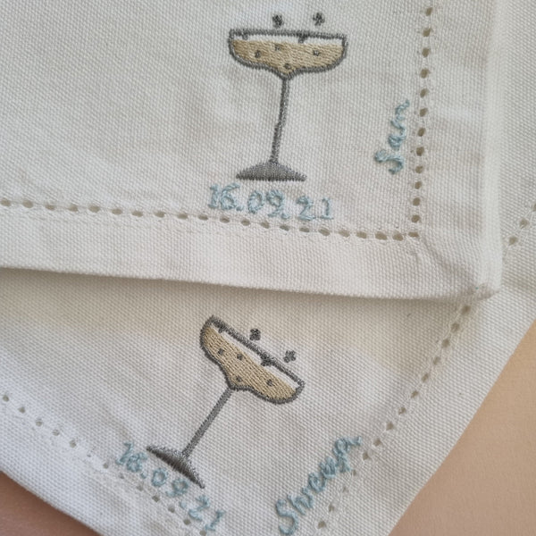 Personalised Champagne Napkins, Set of Two-