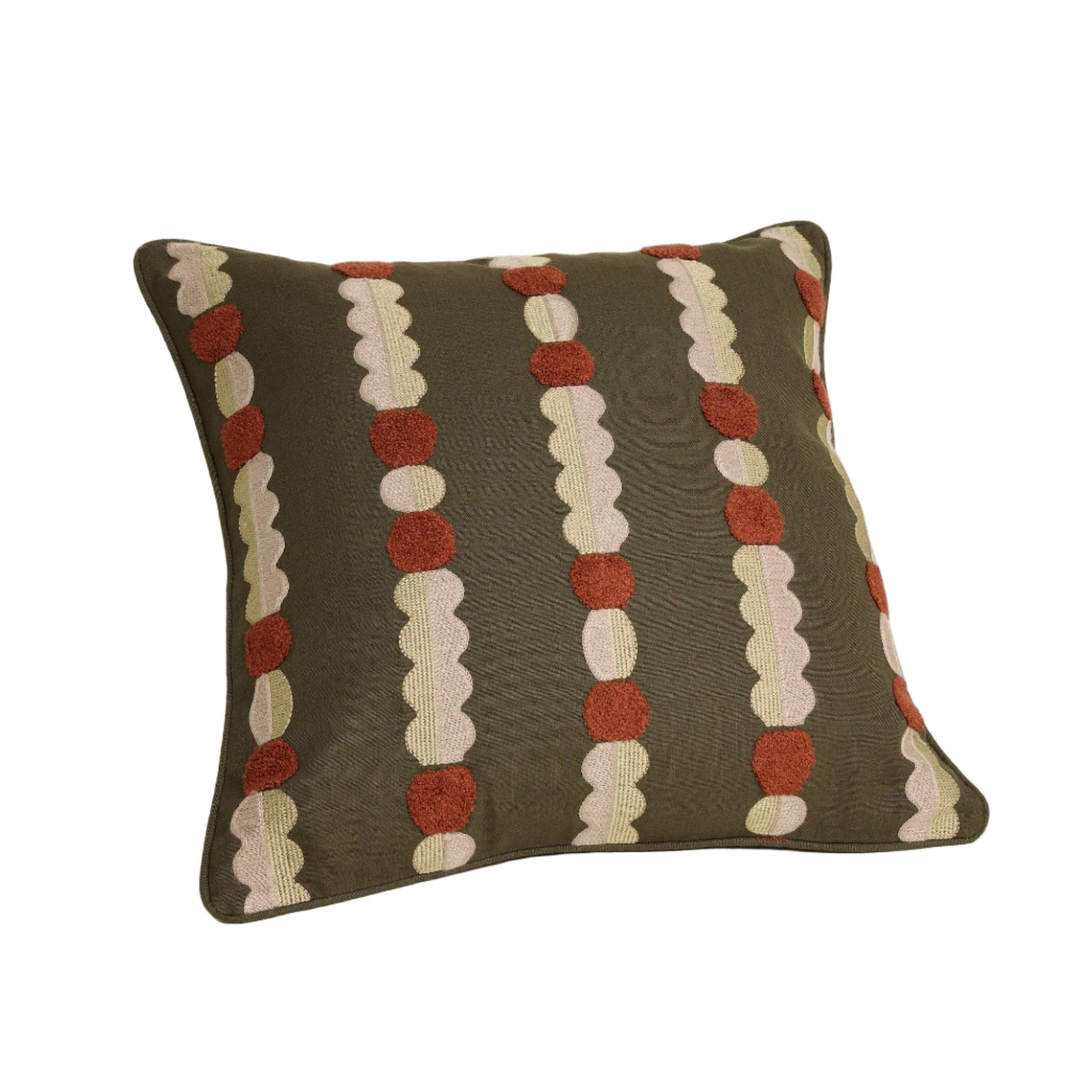 Marigold Cushion Cover - Green + Terracotta