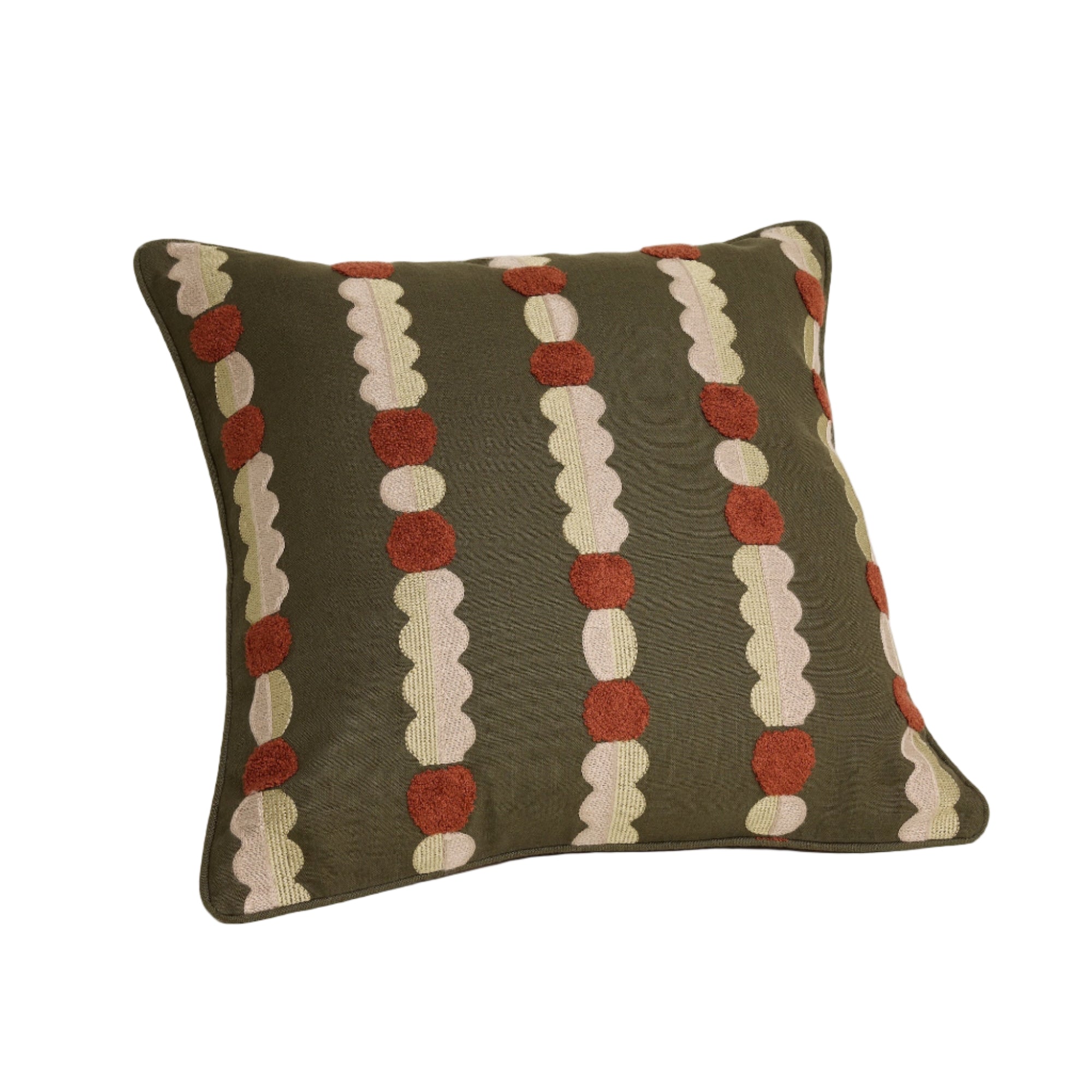 Marigold Cushion Cover - Green + Terracotta