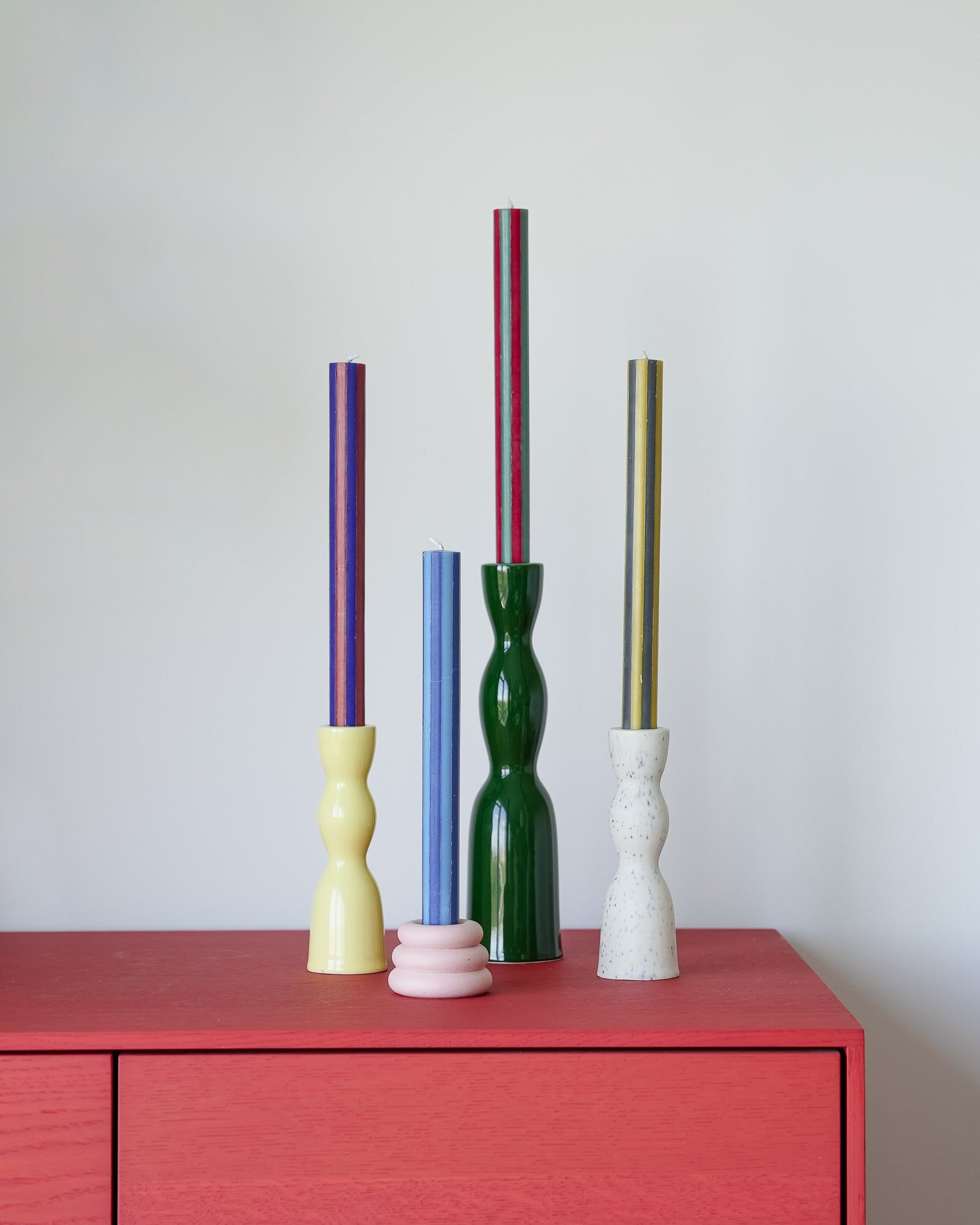 Stripe Dinner Candles - Mixed Set: Colours Strong 2