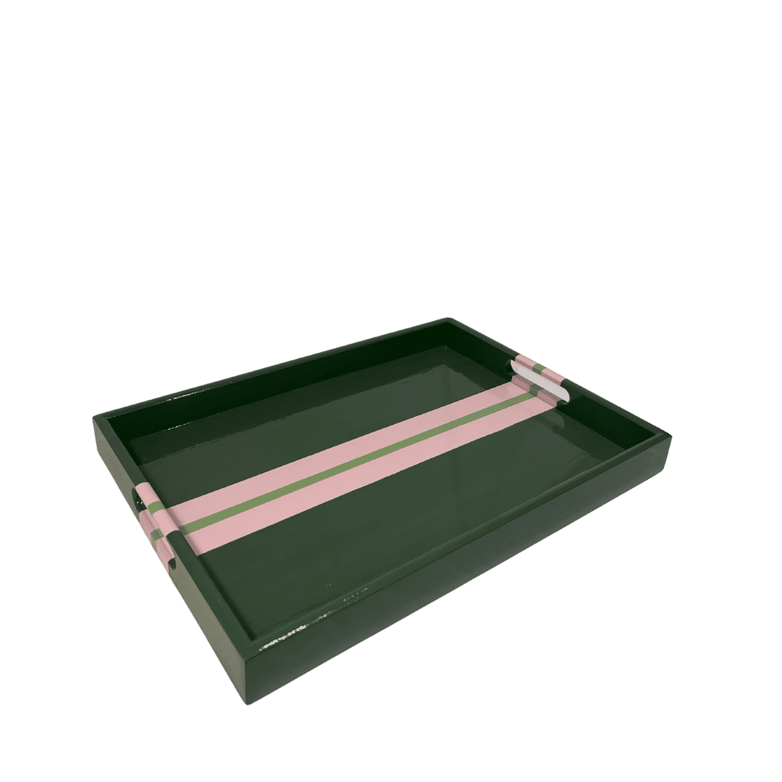 Green & Pink Striped Coffee Table Tray