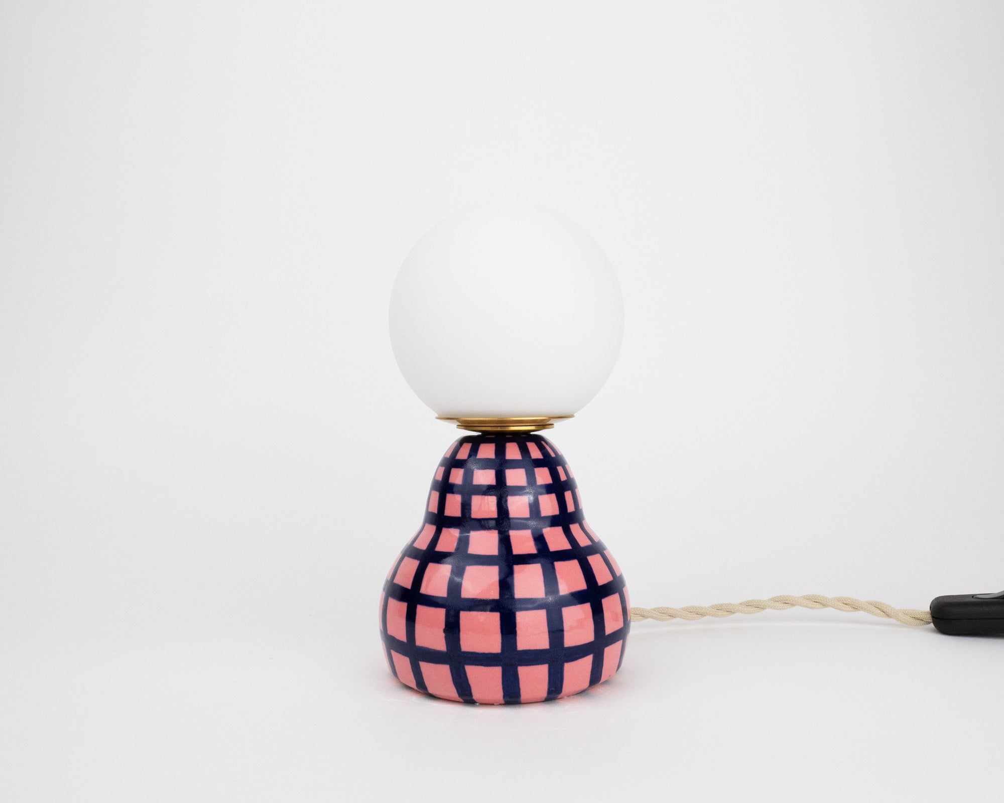 'Grid' Table Lamp w/ Bulb - Pink & Blue