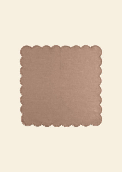 Scalloped Linen Napkins In Powder Pink