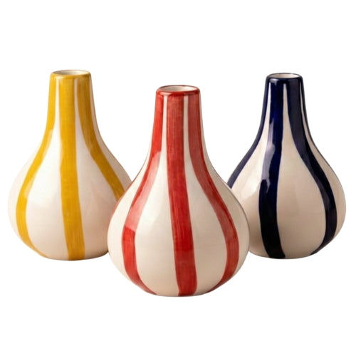 Handcrafted Striped Bud Vase Gift Set – Set of 3