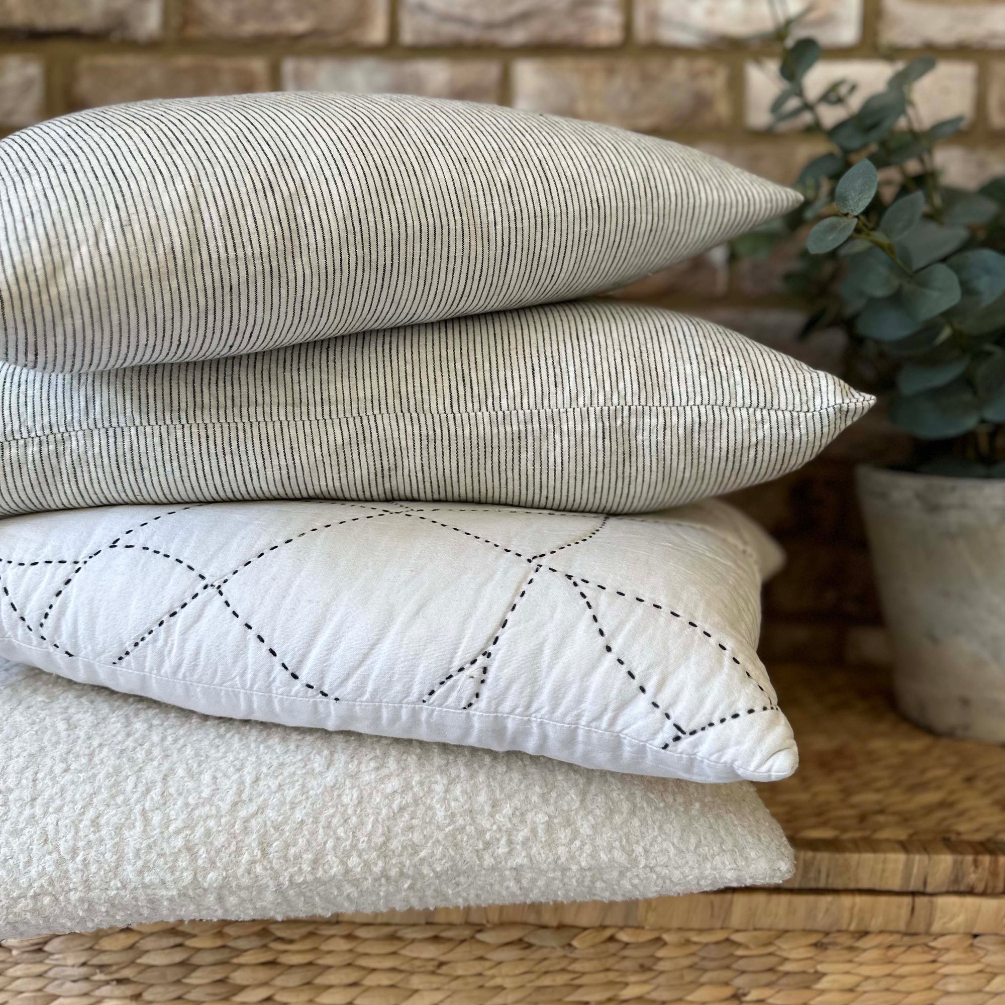 Miller Linen Cushion Striped Lumbar - OEKO-TEX Certified