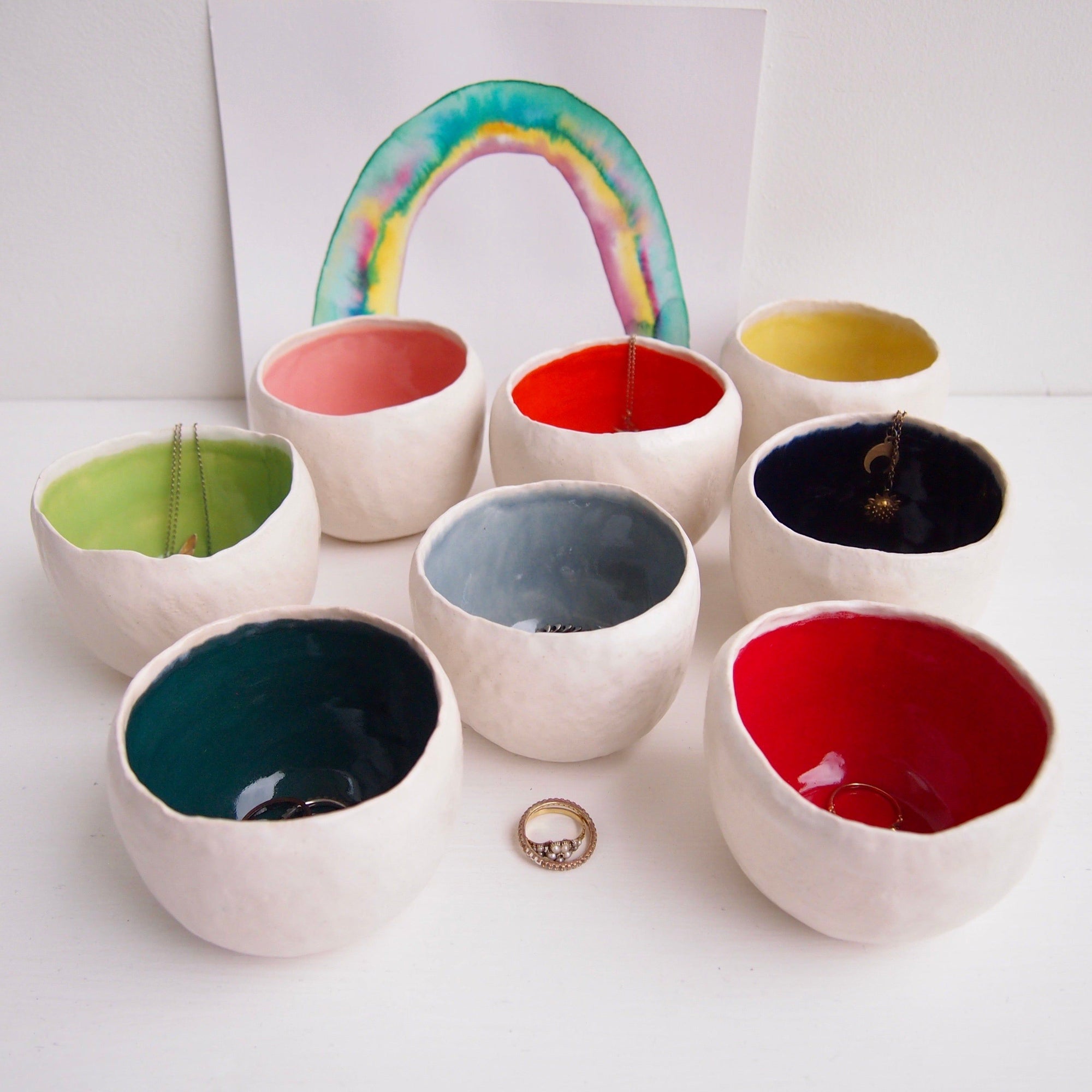 Handmade Many Colours Round Ceramic Ring Bowls