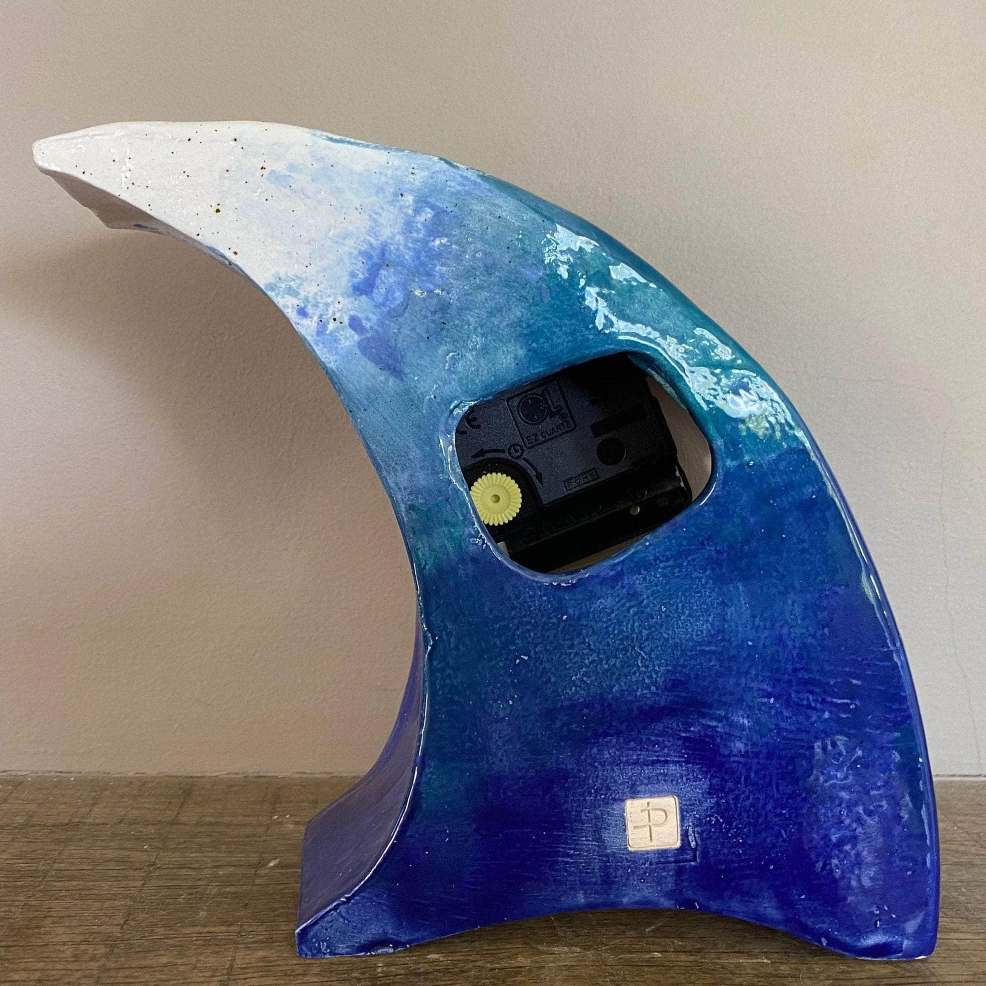 The Wave Wonky Ceramic Clock for Desk, Shelf, Mantel, Table