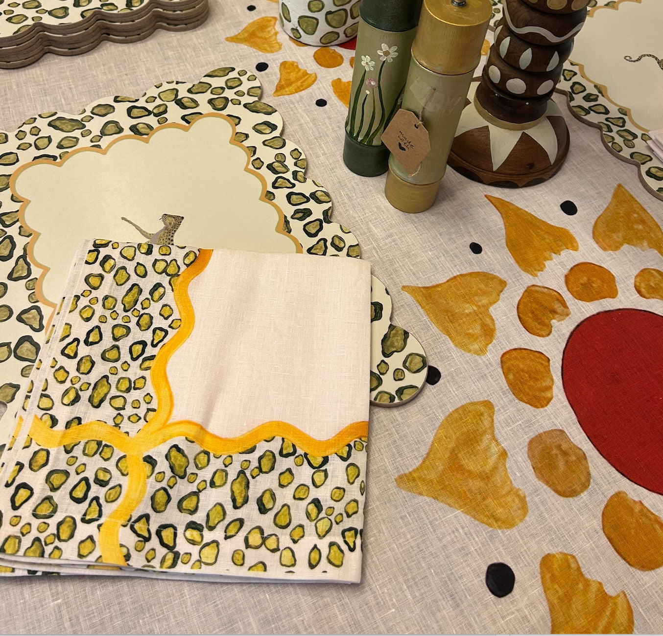 Green Leopard Print Napkin