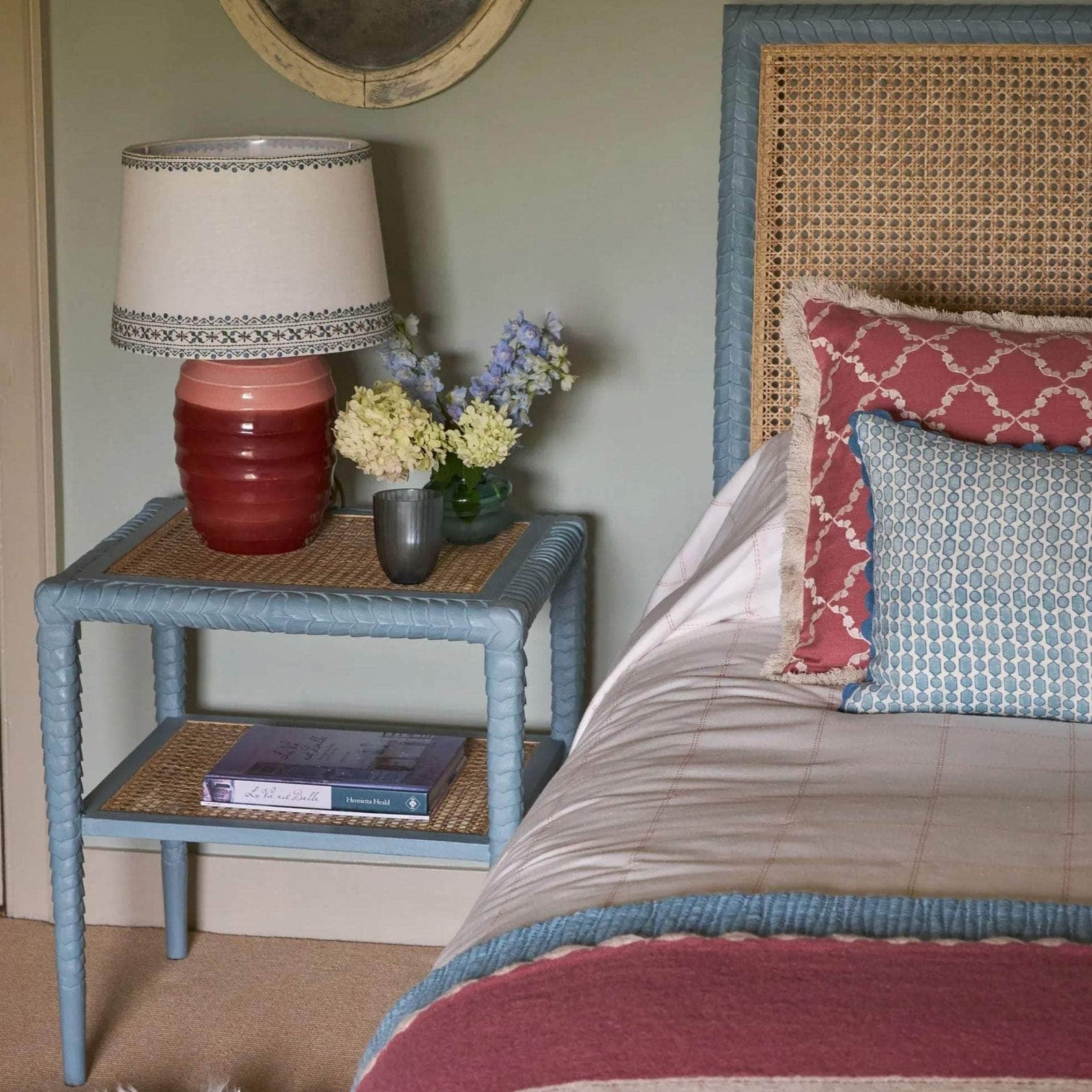 Bordado Embroidered Lampshade - Blue