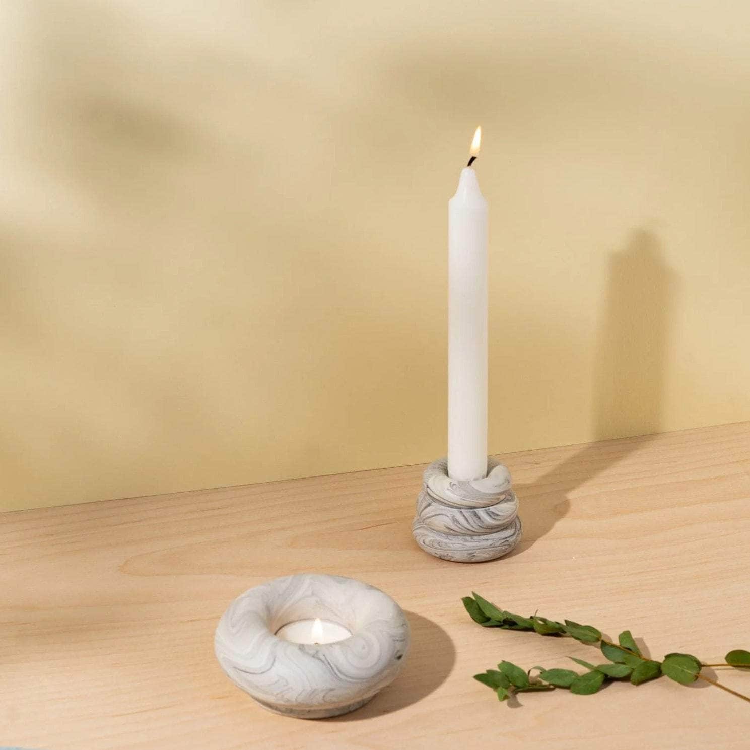 Pale Yellow Triple O Candleholder