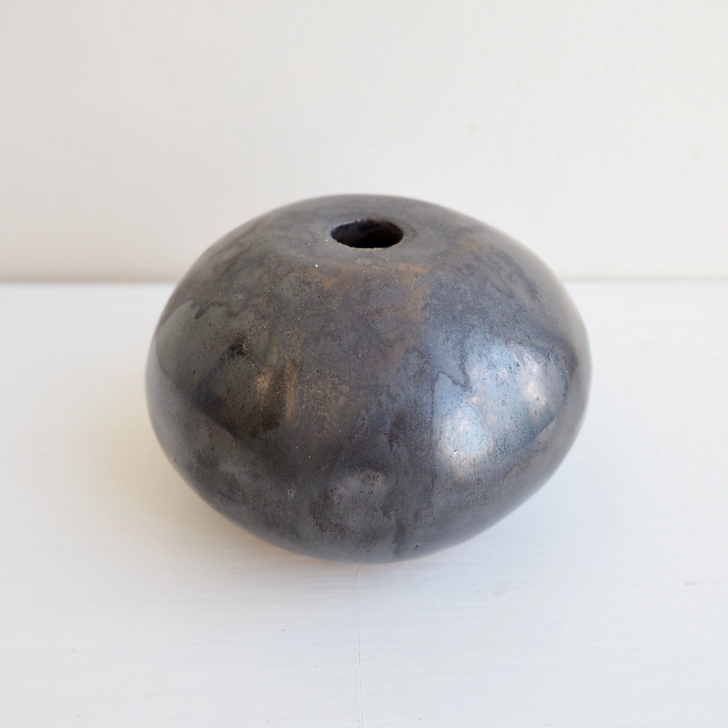 Handmade Ceramic Round Vases in White, Gold & Black