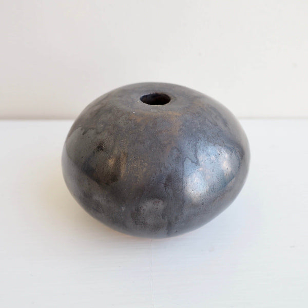 Handmade Ceramic Round Vases in White, Gold & Black